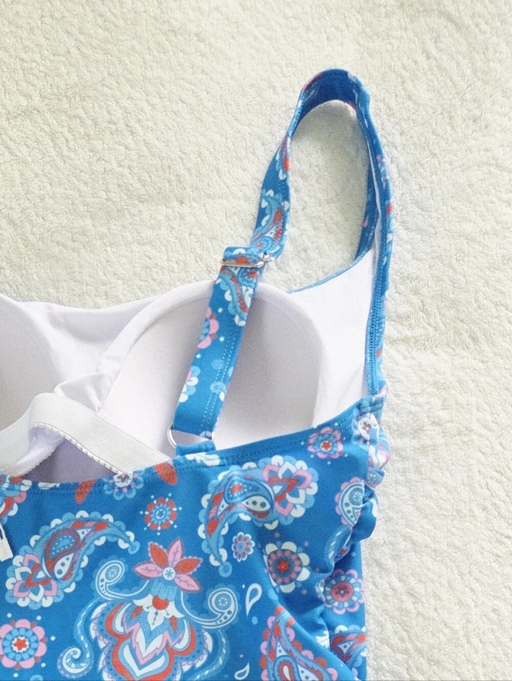 New!!! Eomenie ✨️ Blue Paisley One-Piece Women's Swimdress with Side Tie Size S